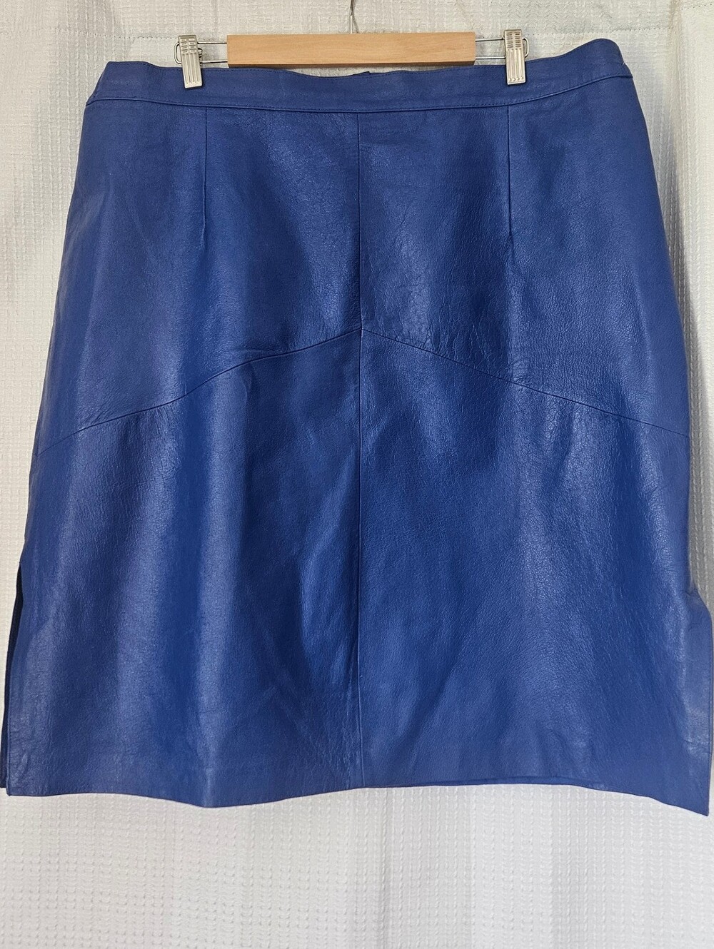 Venezia VTG Electric Blue Leather Pencil Skirt Size